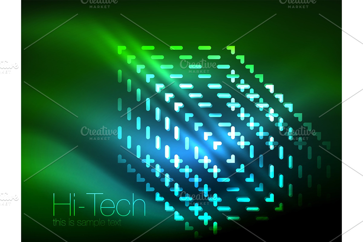Futuristic neon lights on dark background, digital abstract techno backgrounds in Textures - product preview 8