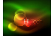 Blurred neon glowing circle, hi-tech modern bubble template, techno glowing glass round shapes or spheres. Geometric abstract background