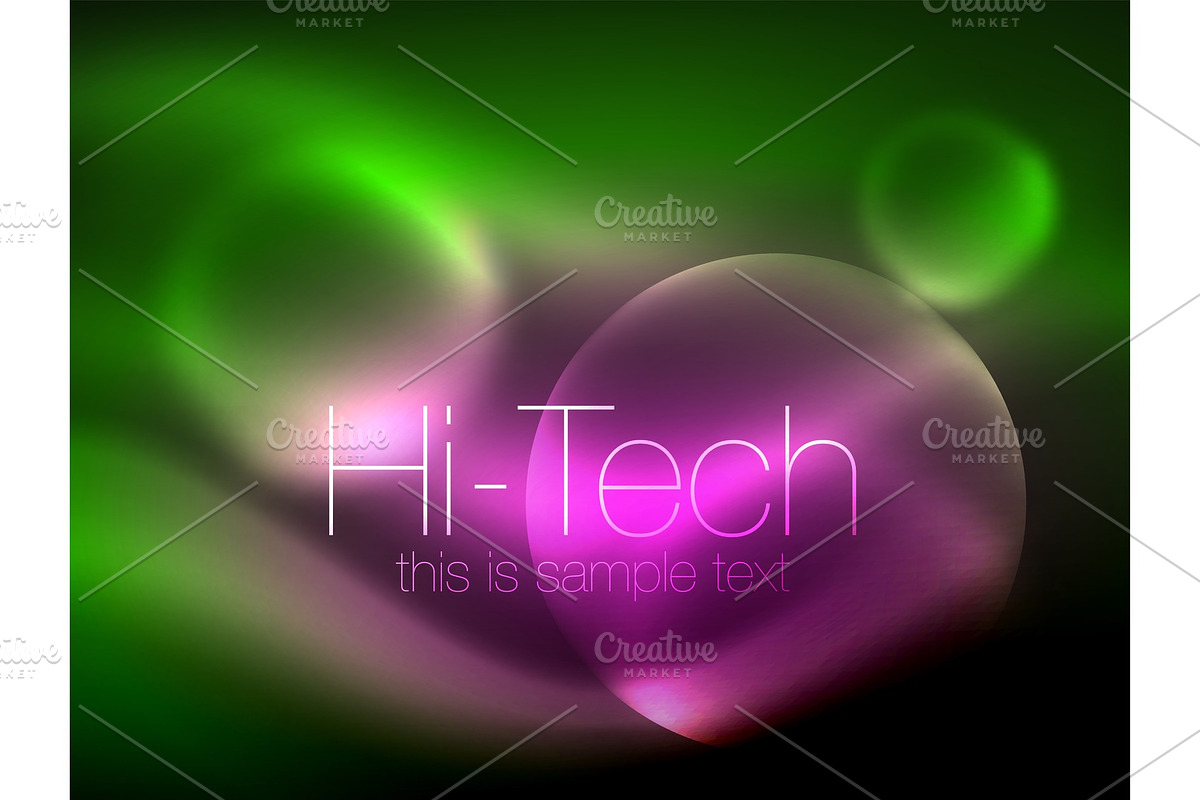 Blurred neon glowing circle, hi-tech modern bubble template, techno glowing glass round shapes or spheres. Geometric abstract background in Textures - product preview 8
