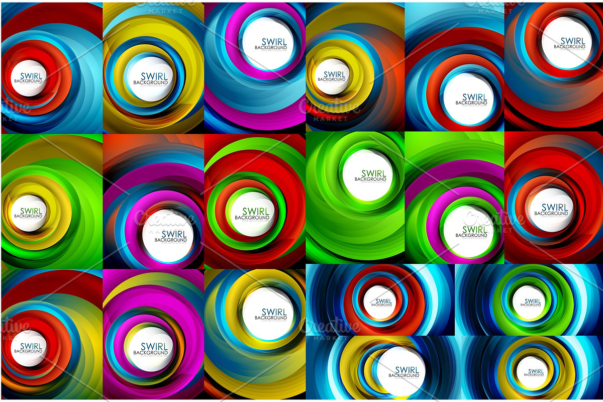 Swirling spiral background set, colorful stripes in Textures - product preview 8