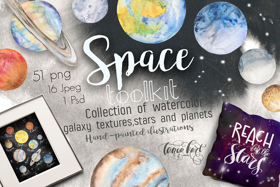 Space Toolkit  Watercolor Planets