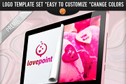 Love Point Pixel Hearts Logo Design 
