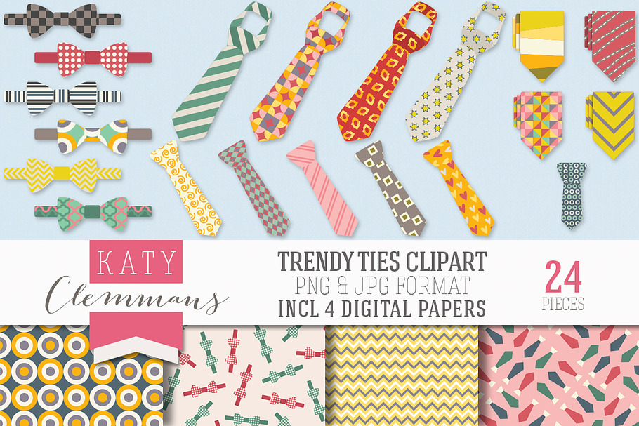 Trendy Ties clip art pack