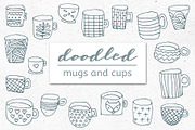Doodled Mugs and Cups – Set of 18