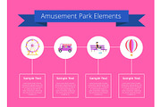 Amusement Park Elements Poster Vector Illustration