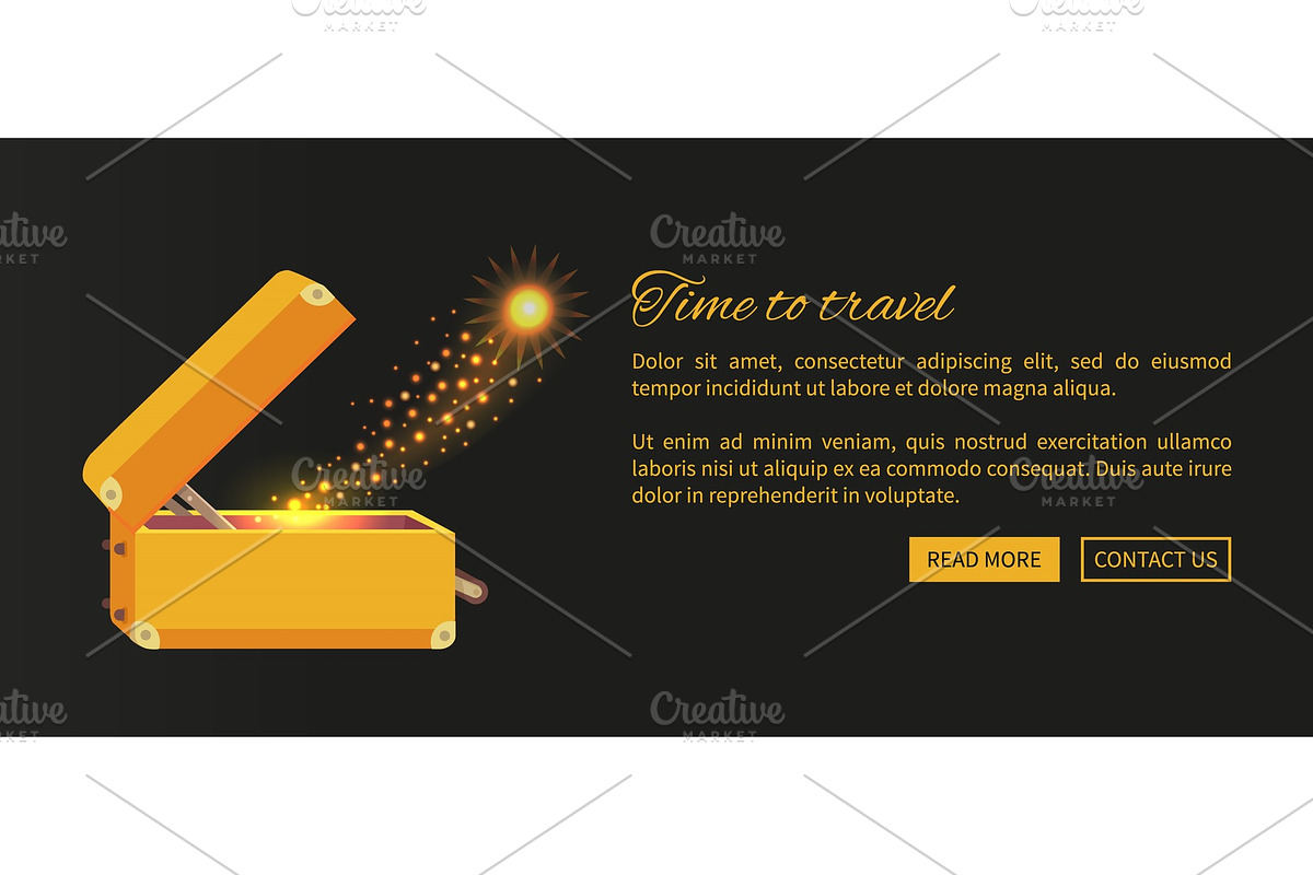 Time to Travel Web Poster with Open Suitcase in Objects - product preview 8