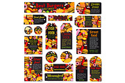 Vector fast food meals and snacks tags set