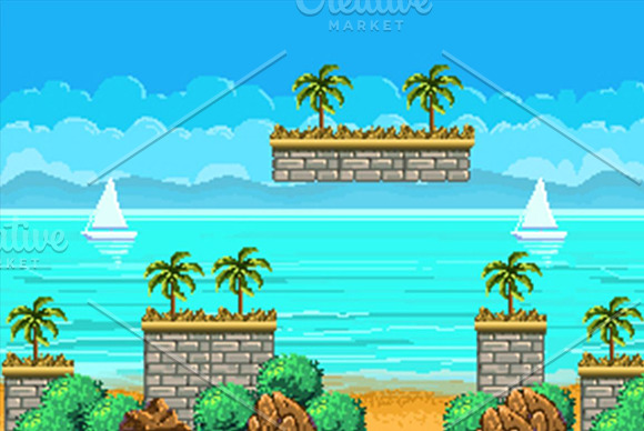 Pixel Art Backgrounds in Graphics - product preview 1