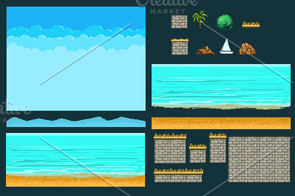 Pixel Art Backgrounds in Graphics - product preview 2