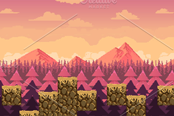 Pixel Art Backgrounds in Graphics - product preview 3