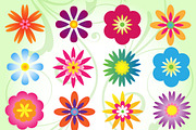 Mod Flowers Vectors and Clipart