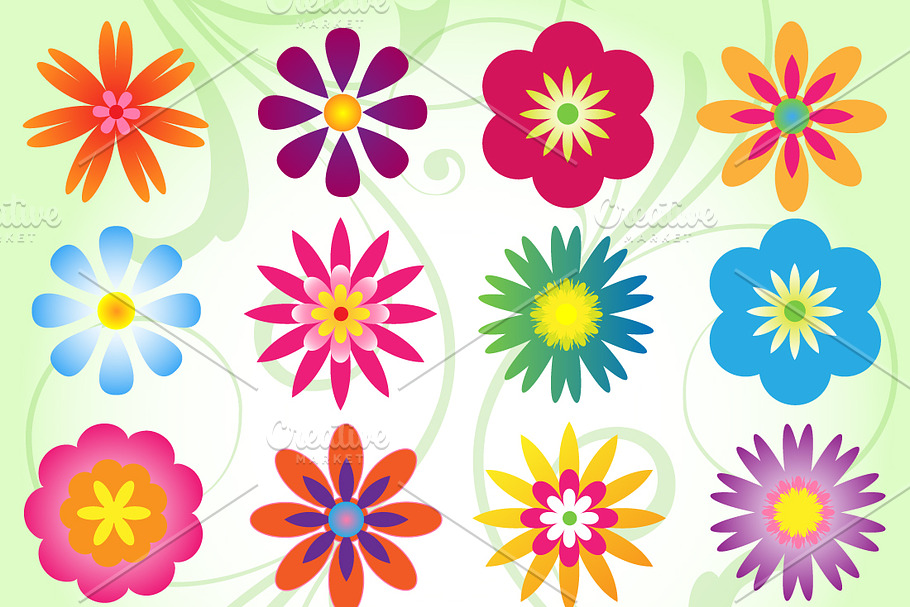 Mod Flowers Vectors and Clipart in Illustrations - product preview 8