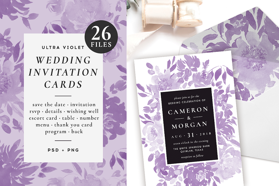 Ultra violet wedding set in Wedding Templates - product preview 8
