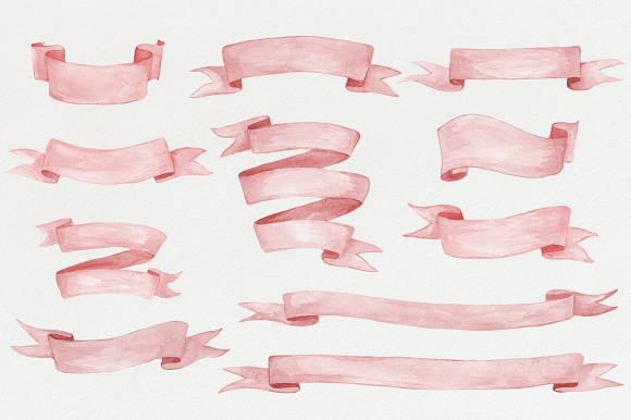 Watercolor ribbons set #2 in Illustrations - product preview 1
