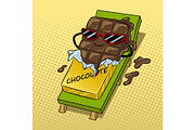 Chocolate melts beach pop art vector illustration
