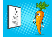 Carrot check vision pop art vector illustration