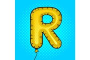 Air balloon in shape of letter R pop art vector