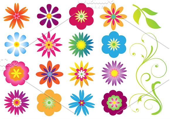 Mod Flowers Vectors and Clipart in Illustrations - product preview 1
