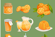Oranges juice food products vector