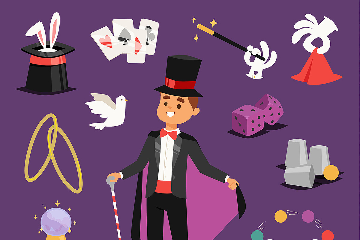 Vector magic man illusionist in Illustrations - product preview 8