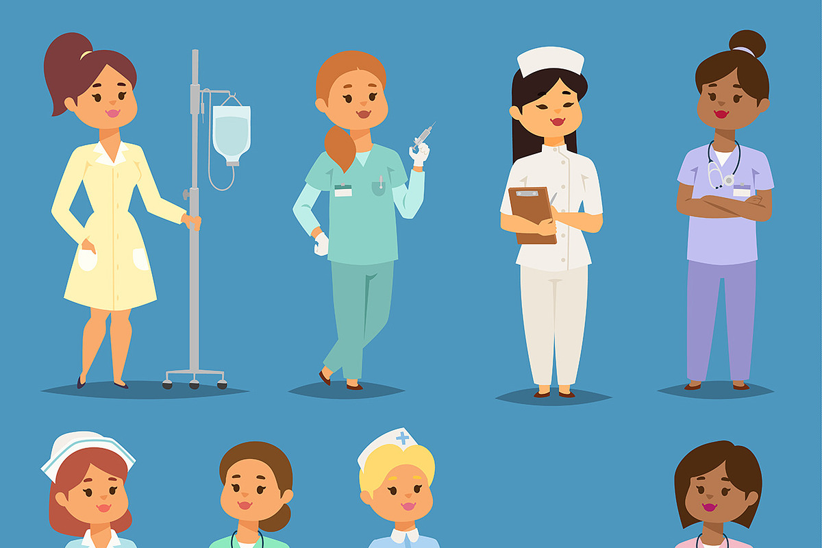 Cartoon woman doctors nurses vector  in Illustrations - product preview 8