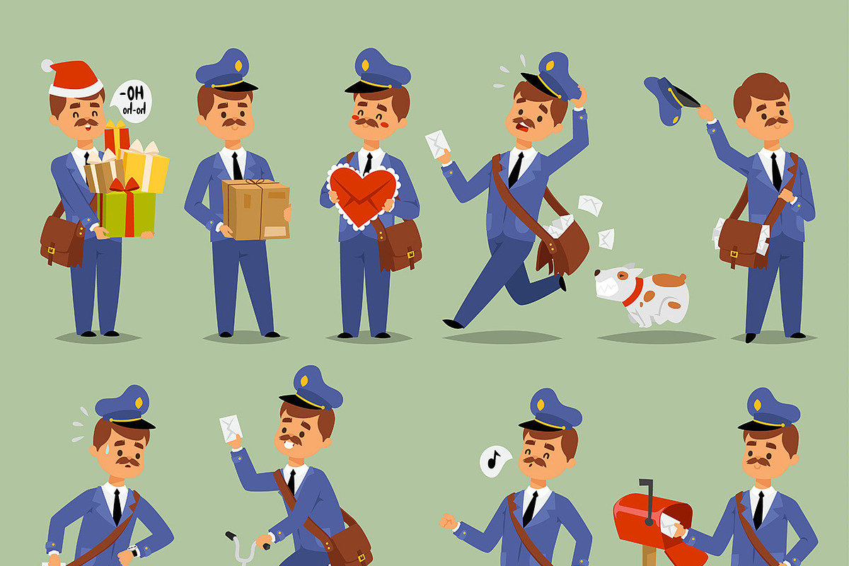 Vector postman cartoon man character in Illustrations - product preview 8