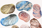 Vector  Watercolor  Stones with whit