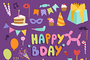 Happy birthday party vector symbols 
