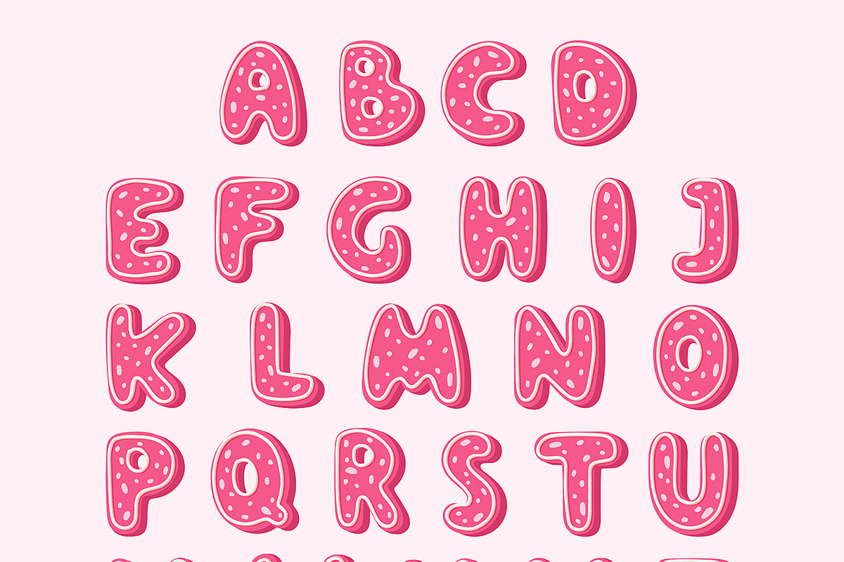 Alphabet cookie donut pink color ABC in Illustrations - product preview 8