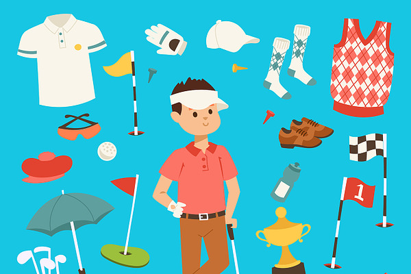 Golf player clothes and accessories 