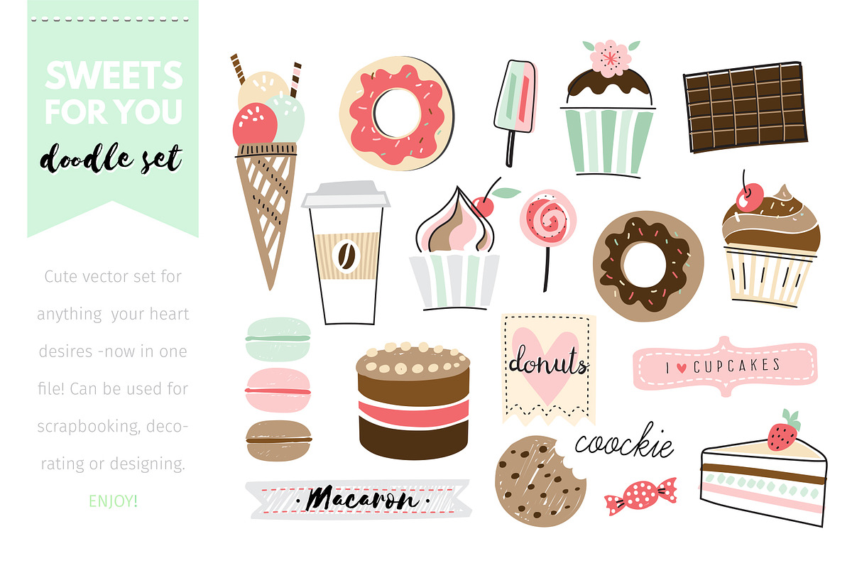 'Doodle Sweets' vector elements in Objects - product preview 8