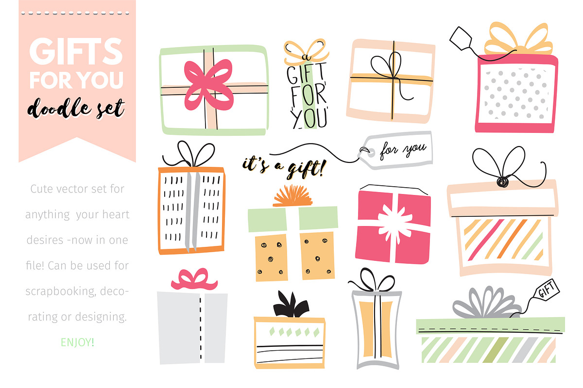 'Doodle Gift Boxes' vector elements in Objects - product preview 8