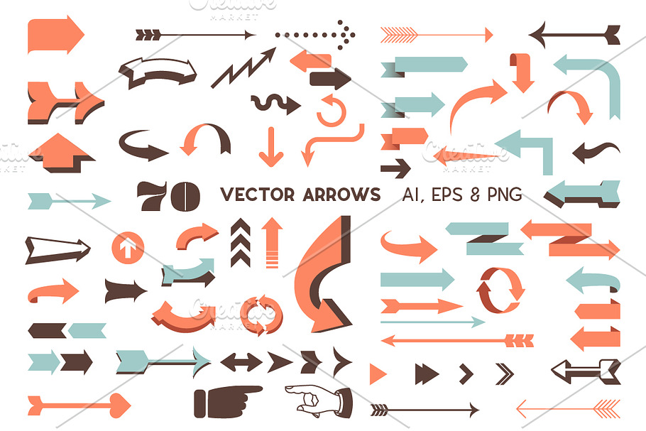 Vector Arrows Set - Retro and Modern in Objects - product preview 8