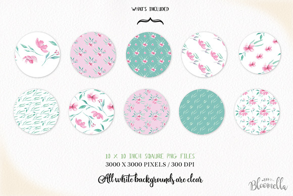 Aqua Pink Seamless Patters Papers in Patterns - product preview 3