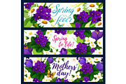 Spring flower with butterfly greeting banner