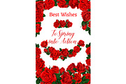 Vector springtime roses flowers frame poster