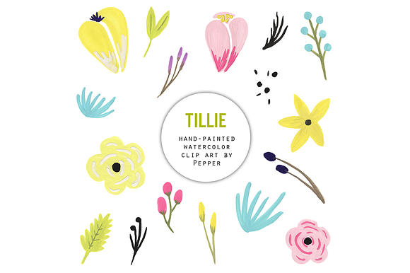 Pastel Watercolor Flowers Clip Art in Illustrations - product preview 1