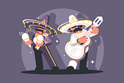 Mexican musicians in sombrero