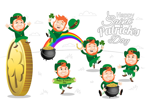 Leprechaun Set for St. Patricks day in Illustrations - product preview 1