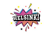 Helsinki Comic Text in Pop Art Style