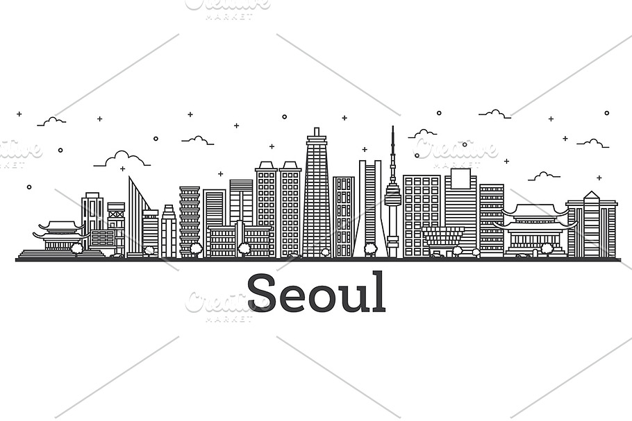 Outline Seoul South Korea City  in Illustrations - product preview 8