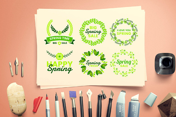 72 SPRING VINTAGE BADGE & RIBBON in Logo Templates - product preview 3