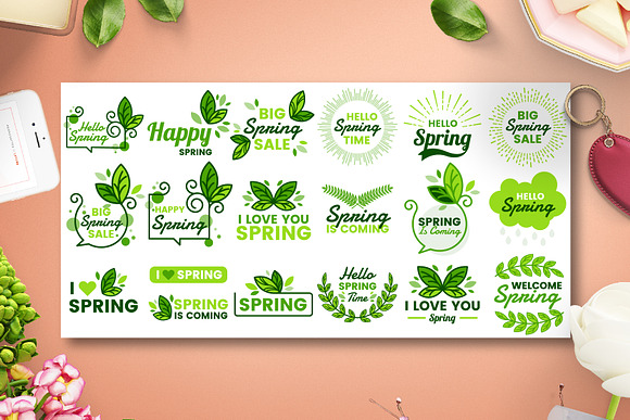 72 SPRING VINTAGE BADGE & RIBBON in Logo Templates - product preview 5