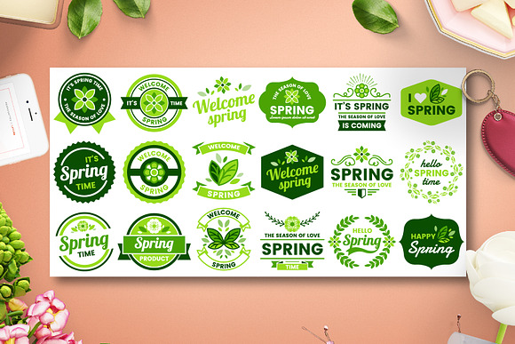 72 SPRING VINTAGE BADGE & RIBBON in Logo Templates - product preview 6