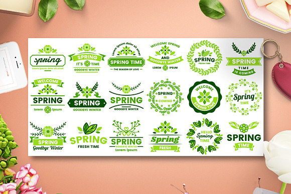 72 SPRING VINTAGE BADGE & RIBBON in Logo Templates - product preview 8