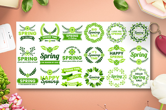 72 SPRING VINTAGE BADGE & RIBBON in Logo Templates - product preview 9