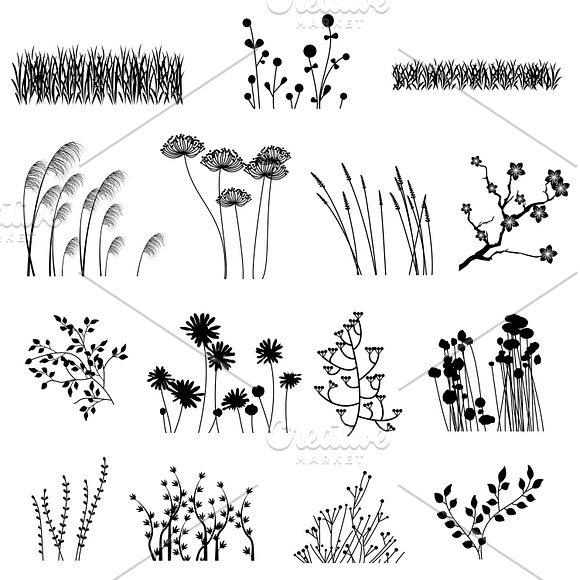 Flower Silhouettes 1 Vectors/Clipart in Illustrations - product preview 1