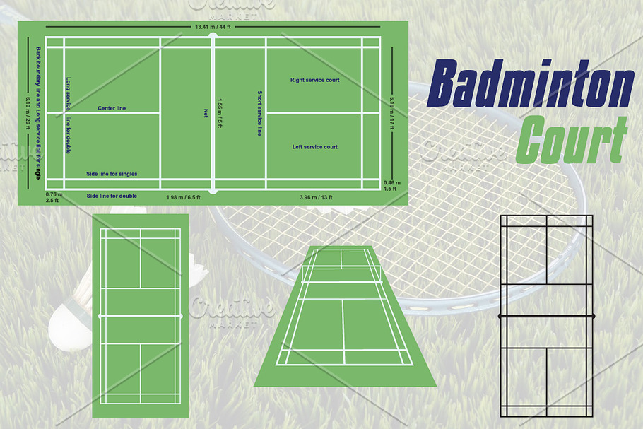 Badminton Field Court Illustration in Illustrations - product preview 8
