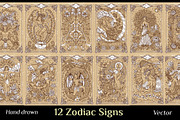 Zodiac signs on old texture