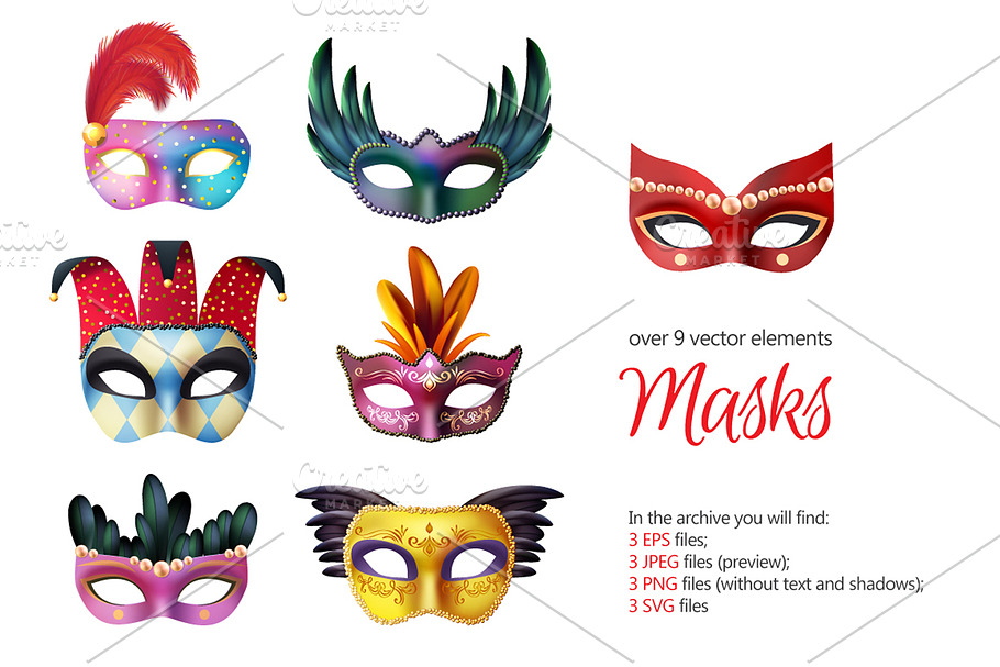 Carnival Masks Realistic in Objects - product preview 8